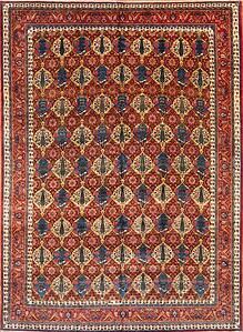 Vintage Bakhtiari wool rug. Multicolor handmade Persian rug with pine trees. Size 10x13.7.