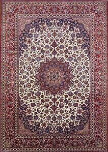 Antique oriental rug, antique Persian Isfahan rug, kork wool antique Persian rug.