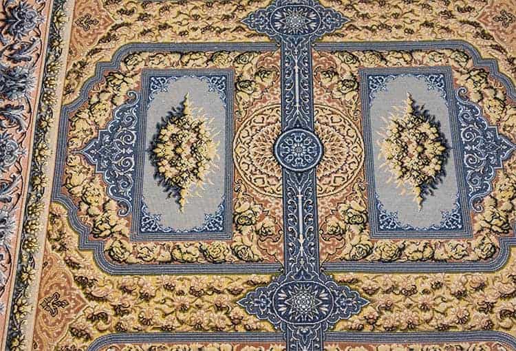 A magnificent 3x5 Persian rug masterfully crafted by Mahmood Mohaghegh. Handmade silk Isfahan rug made from vegetable dye.