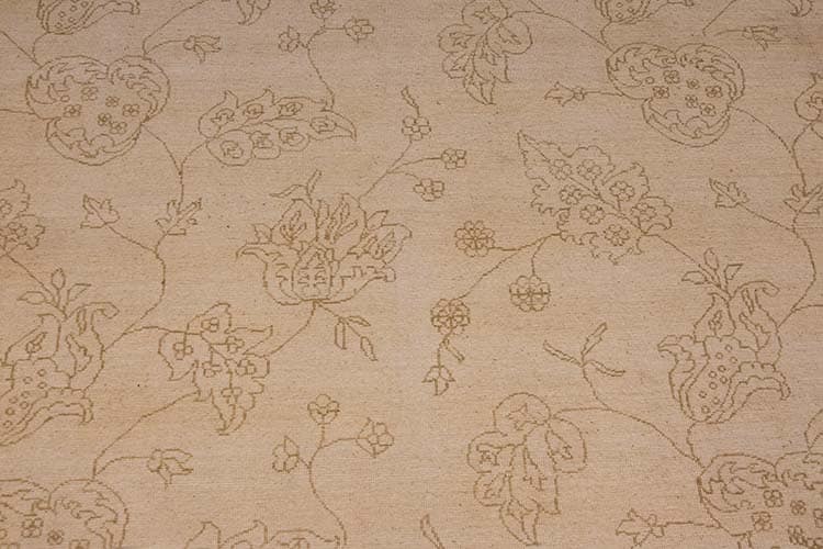 6 by 9 rugs, handmade floral contemporary rug in beige and light brown colors.