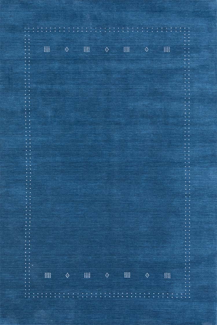 Blue area rug made of wool, modern 6x9 Indian rug.