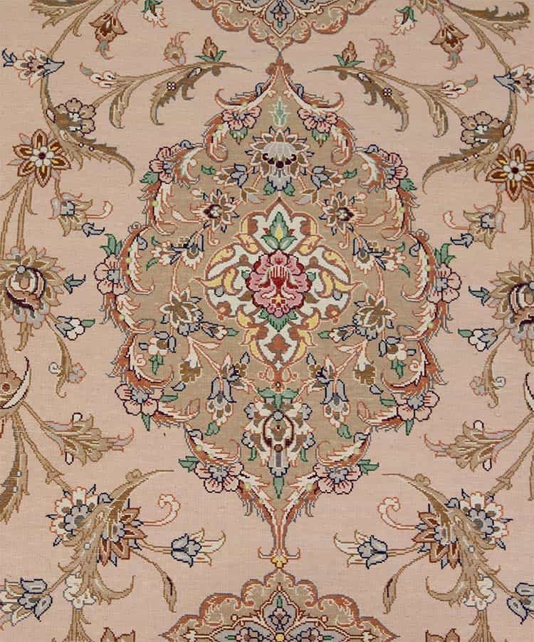 Stair Runner, handmade Persian Isfahan runner rug in beige color made from kork wool and silk. Size 2.10x10.10.