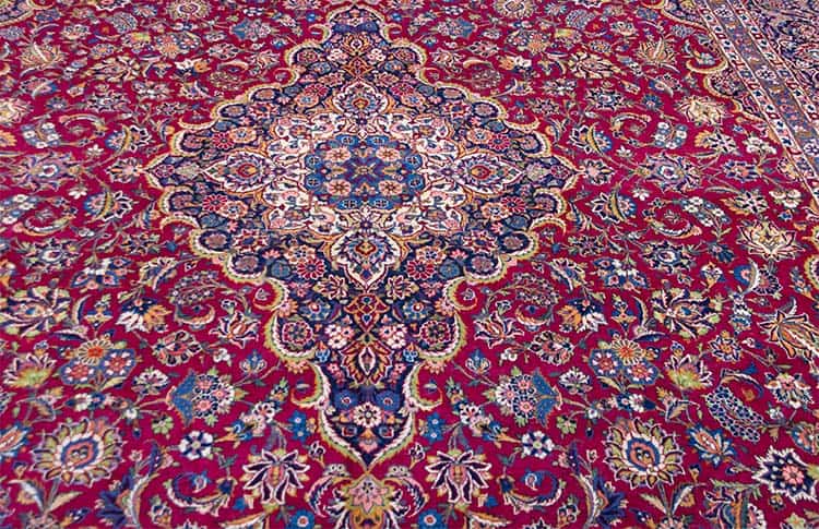 Red rugs for living room, handmade Persian Qazvin 11x16 rug in red color made from kork wool.