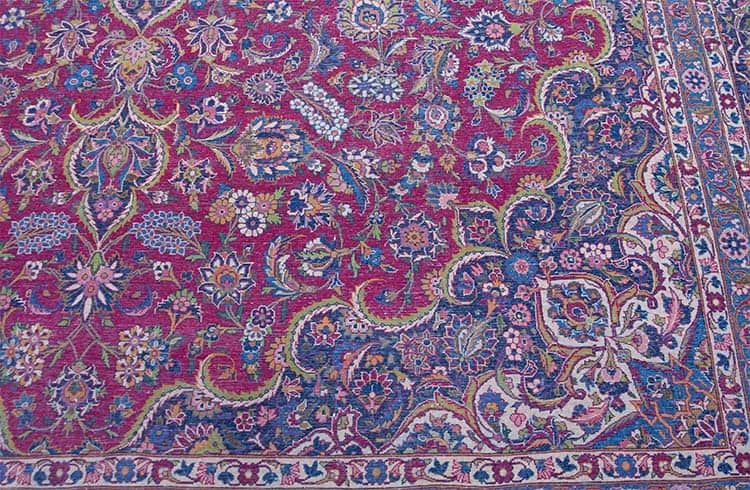 Red rugs for living room, handmade Persian Qazvin 11x16 rug in red color made from kork wool.