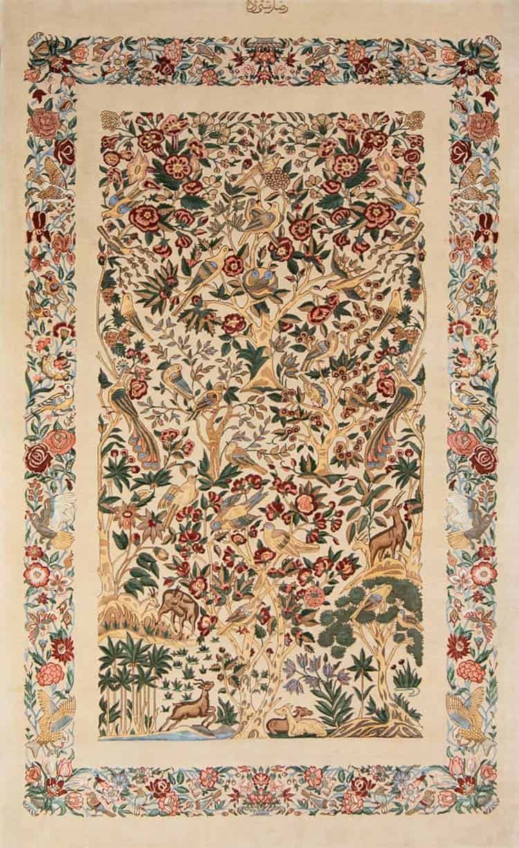 4x7 Qum Persian rug, handmade Persian Qum rug made of kork wool and silk.