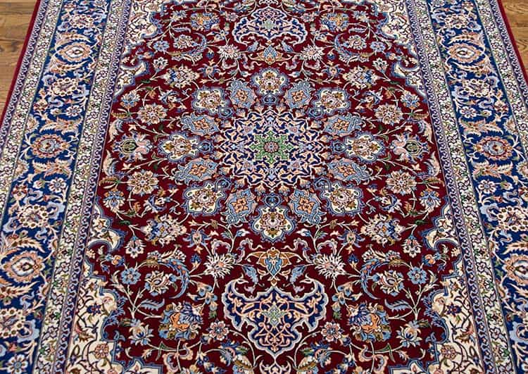2733- Real Persian rug top quality signed Persian Isfahan Vegetable Dyed Rug. Size 4.10 x 7. 