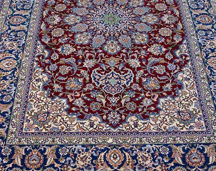 2733- Real Persian rug top quality signed Persian Isfahan Vegetable Dyed Rug. Size 4.10 x 7. 