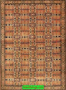Old Persian rug, hand knotted Persian Turkmen Rug in rust color. Rug size 8x11.2.