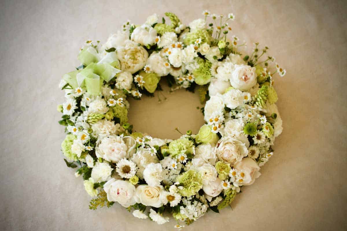 Classic White & Green Sympathy Wreath