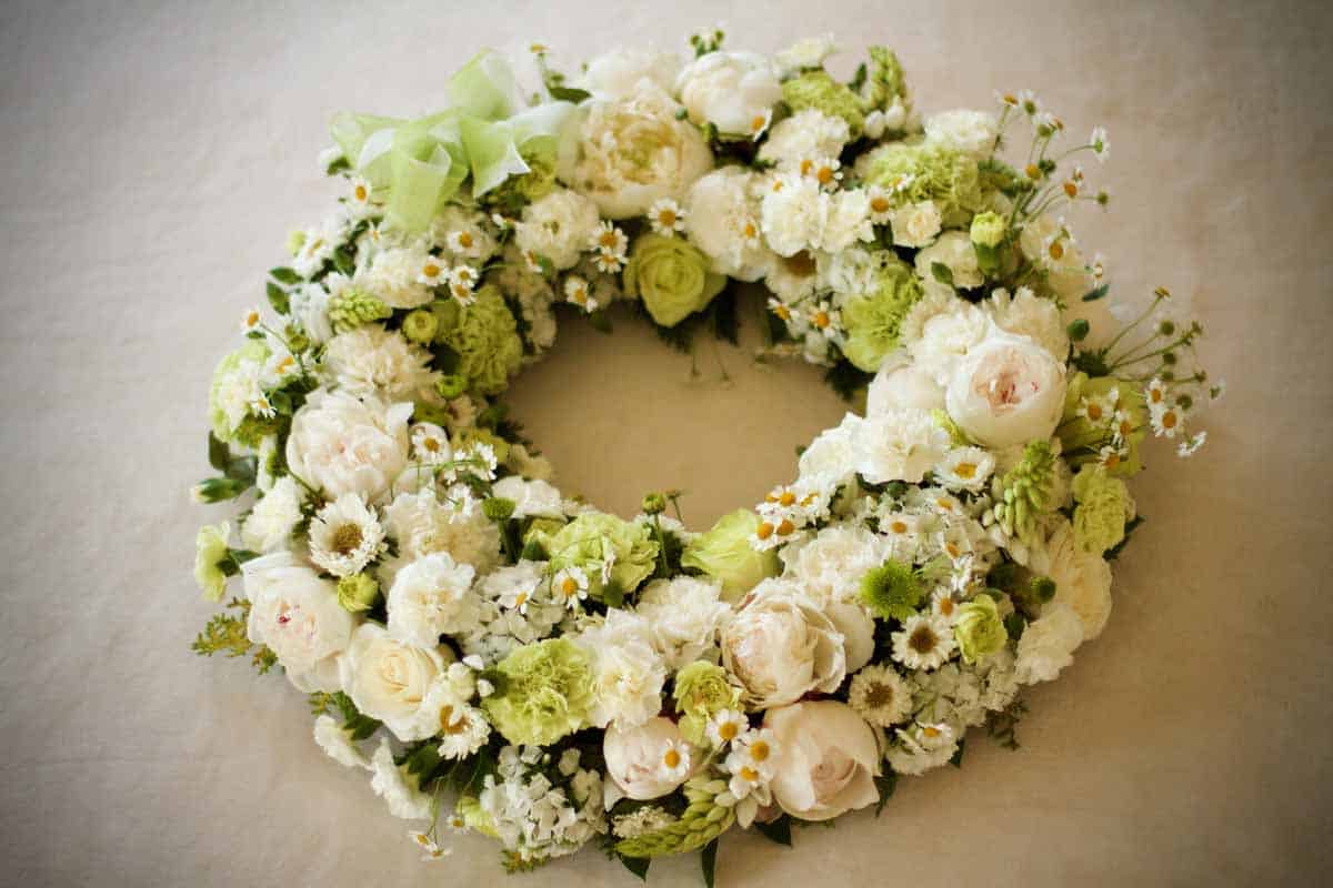 Classic White & Green Sympathy Wreath - Image 3