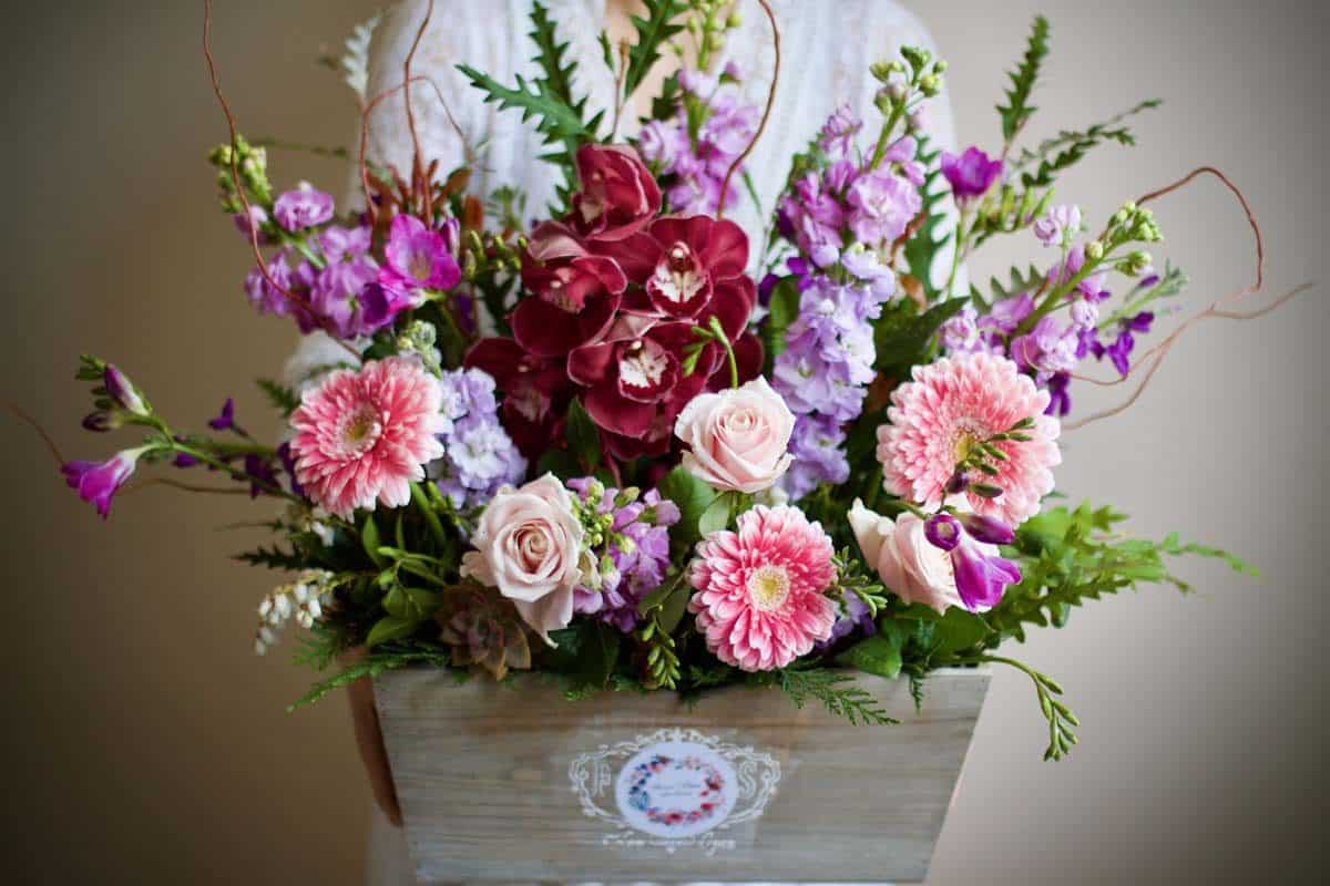 Pastel Flower Basket Arrangement