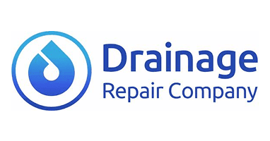 Drainage repair company logo with a water droplet icon.