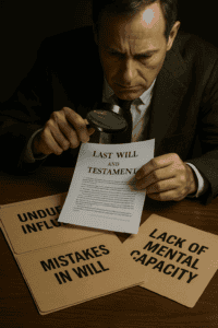 Man examining a will