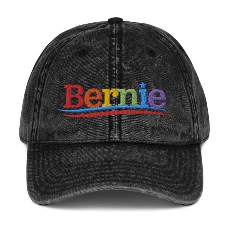 Bernie Gay Pride Rainbow Embroidered Vintage Hat