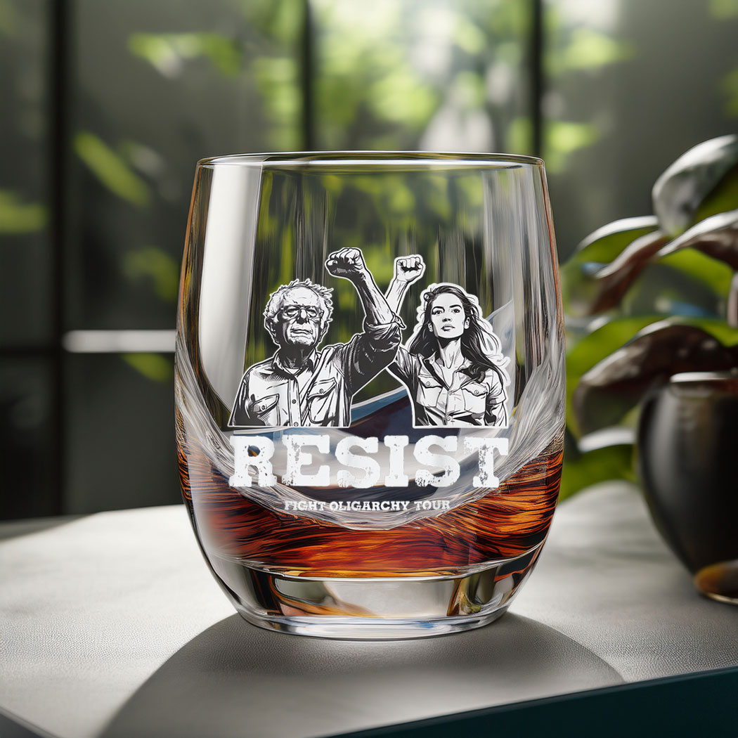 Bernie Sanders AOC Fighting Oligarchy Tour Glass