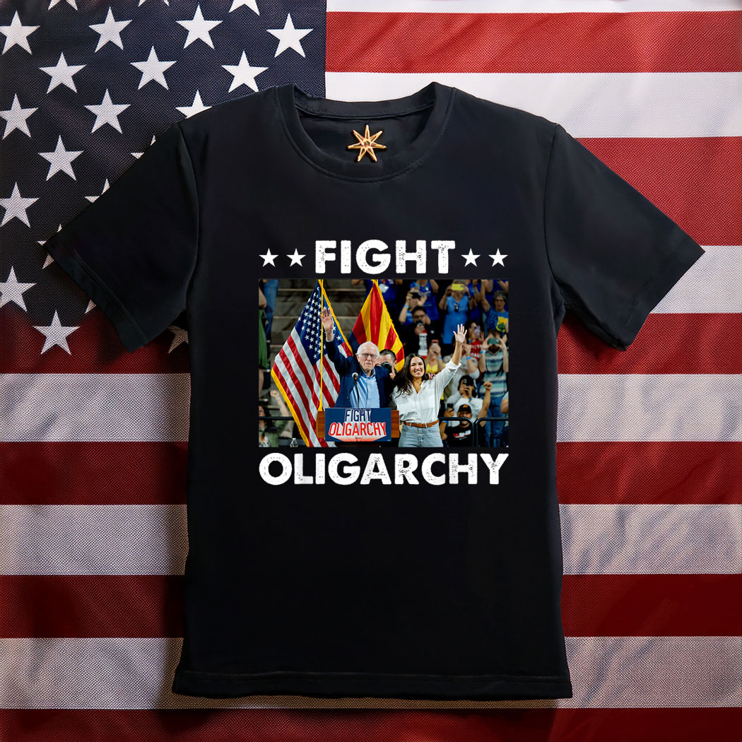 Fight Oligarchy Bernie Sanders And AOC Freedom US Anti Trump T-Shirt
