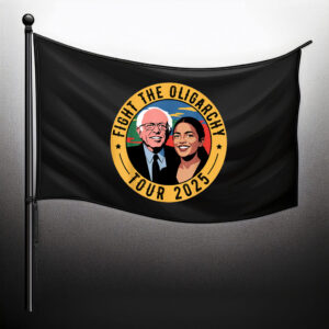 Fight The Oligarchy Tour 2025 Bernie Sanders and AOC Flag