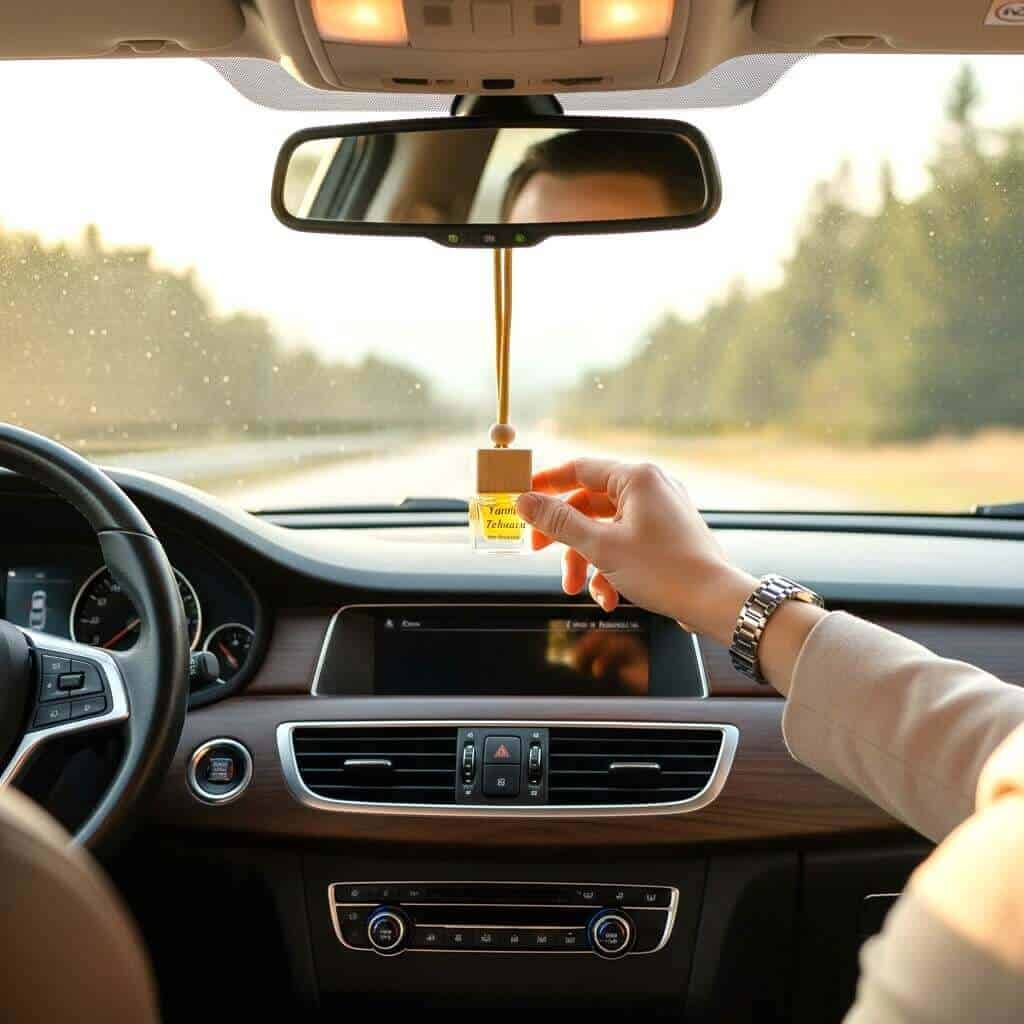 Car diffuser with vanilla and tobacco scent.