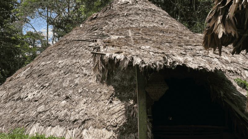 Traditional thatched hut for spiritual retreats and meditation.