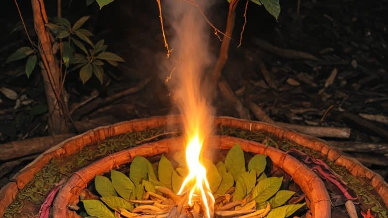 Ayahuasca leaves ritual for spiritual healing and self-discovery in a natural setting.