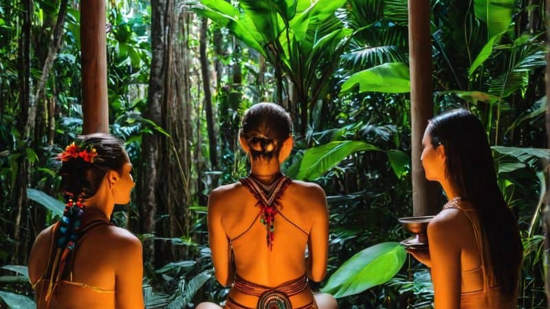 Ayahuasca Ceremony in a Jungle Setting.