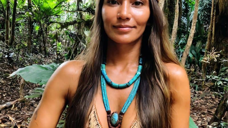 Healing woman in the Amazon rainforest for spiritual retreats.