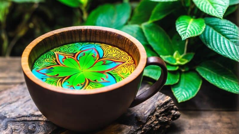 Ayahuasca plant elements used in healing retreats and spiritual journeys.