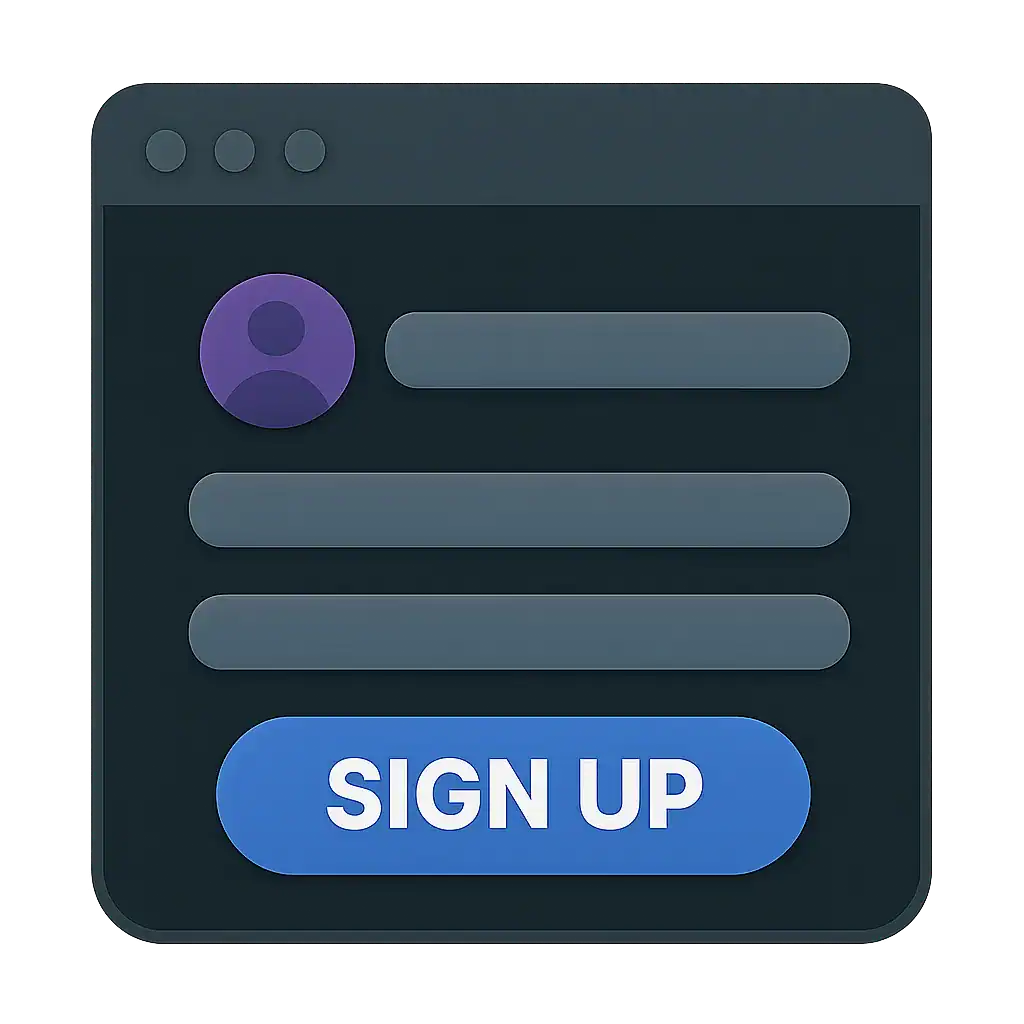 User interface with sign-up button on BetCritic.io website.