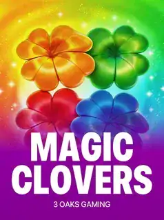 Colorful clovers in orange, green, red, and blue for Magic Clovers slot game.