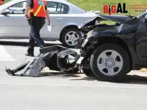 damaged car after a traffic accident