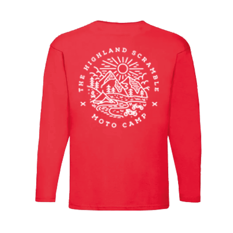 Highland Scramble Moto Camp Red Long-Sleeved T-Shirt - Image 3
