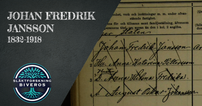 Johan Fredrik Jansson, 1832-1918, Släktforskning, Vagnhärad, Södermanland, Heritage, Ancestry, Genealogy, Family History, Sweden