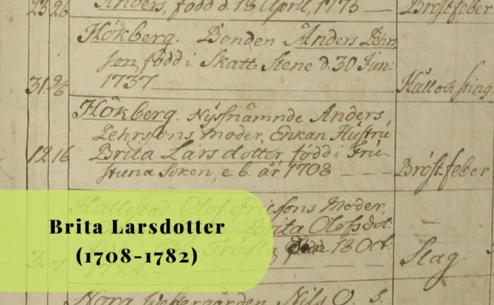 Brita Larsdotter, 1708, 1782, Släktforskning