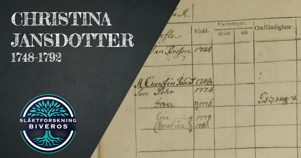 Christina Jansdotter, 1748, 1792, Altuna, Cherstin, Genealogy, Family Tree, Sweden