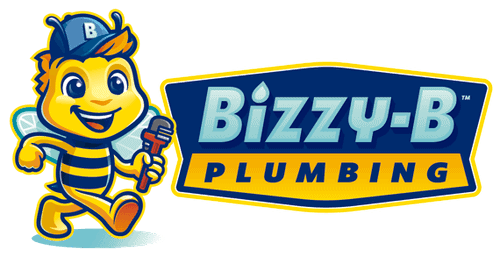 Bizzy-B Plumbing logo featuring a cheerful cartoon bee character holding a wrench, symbolizing reliable plumbing services in Alcoa, TN.