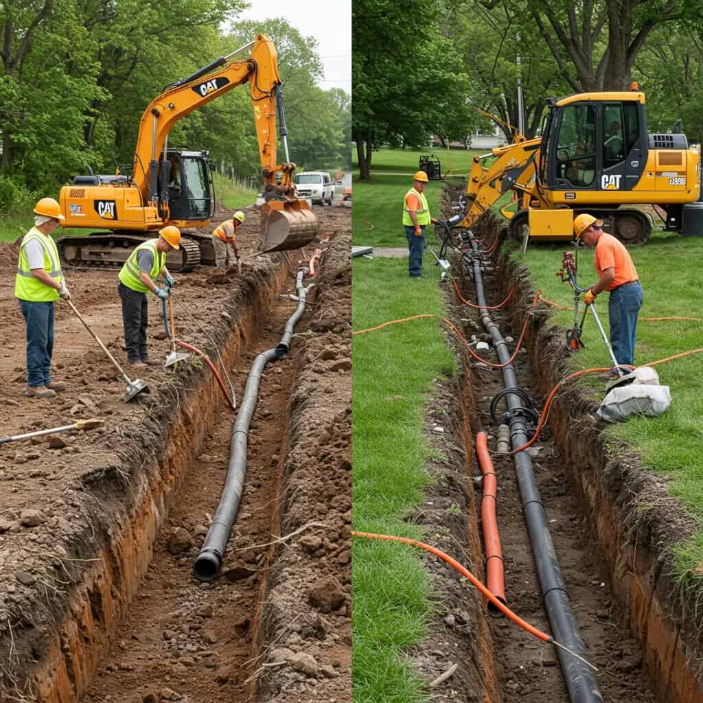 Comparison of sewer line repair methods: traditional trenching and trenchless options