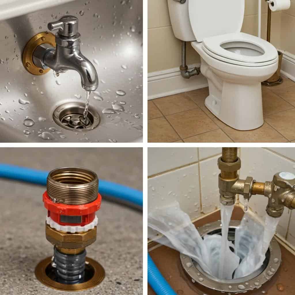 Signs of clogged sewer line including slow drains and gurgling toilets