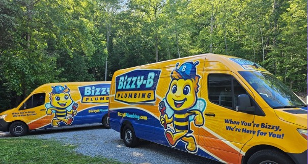 Bizzy B vans on site changing water heaters