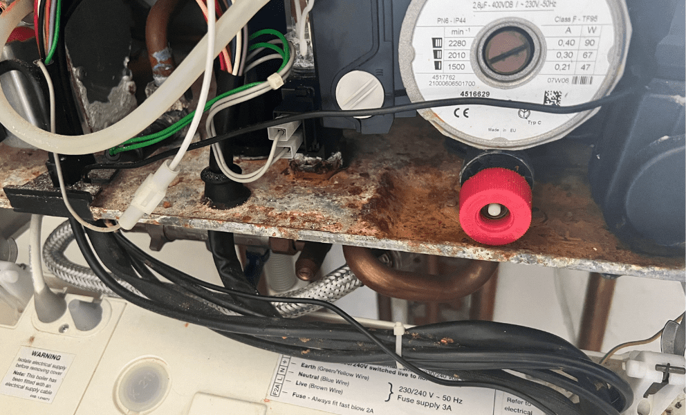 old condemned boiler leaking