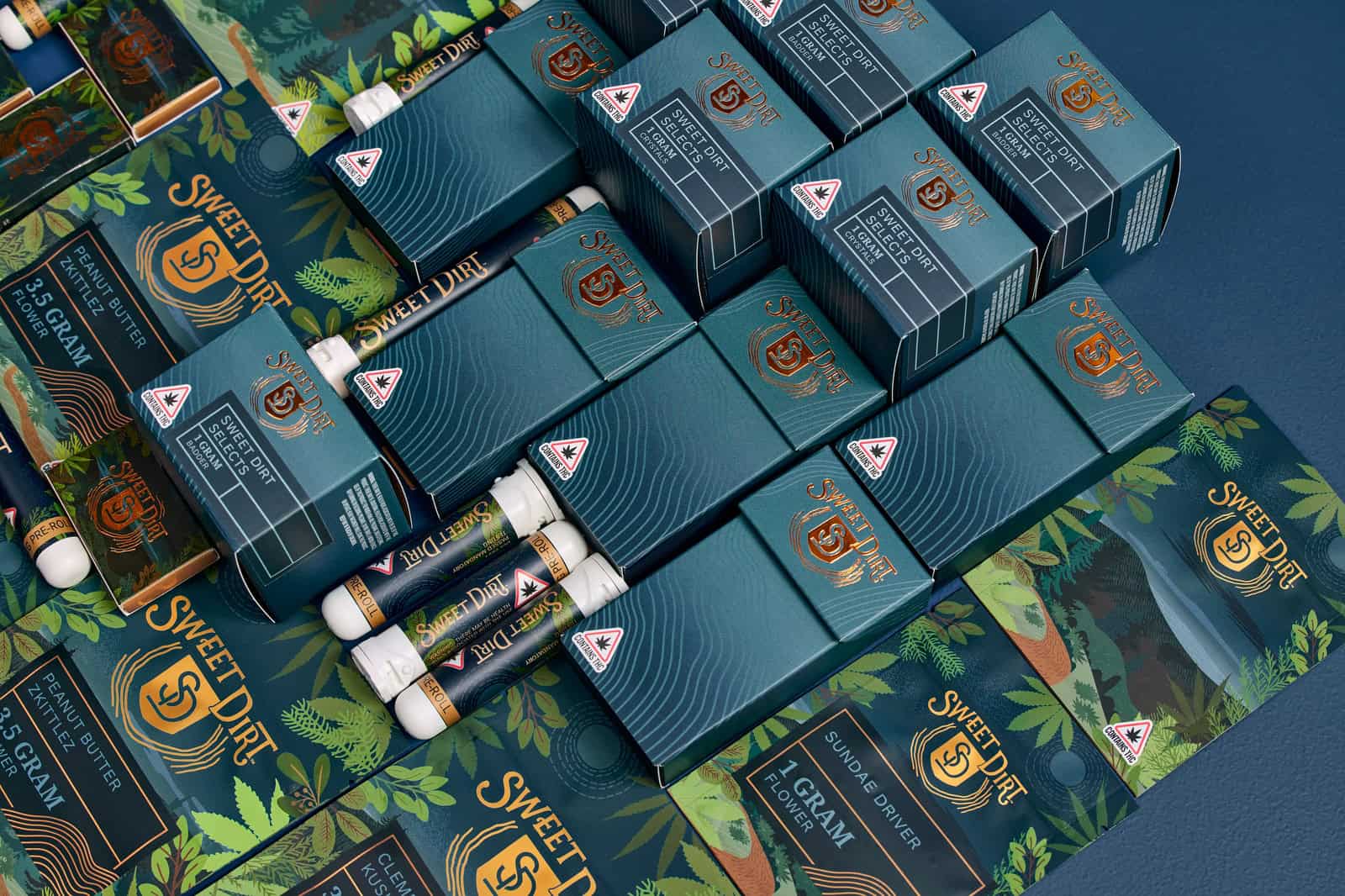Fleurs de cannabis Sweet Dirt, packagings