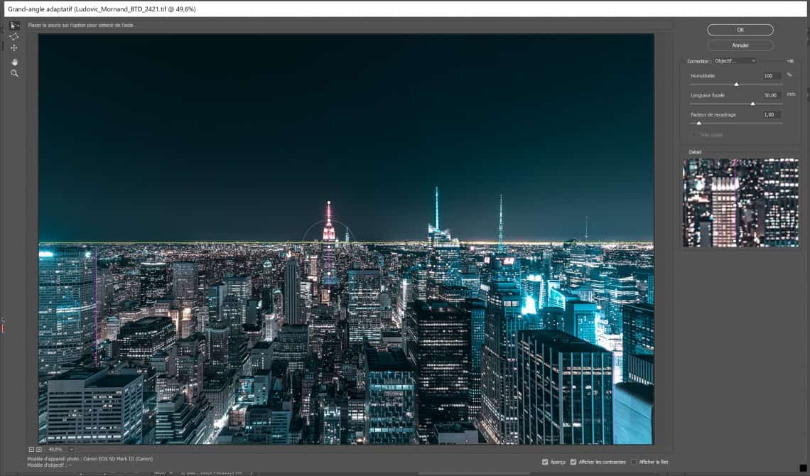 Filtre Photoshop Grand angle adaptatif