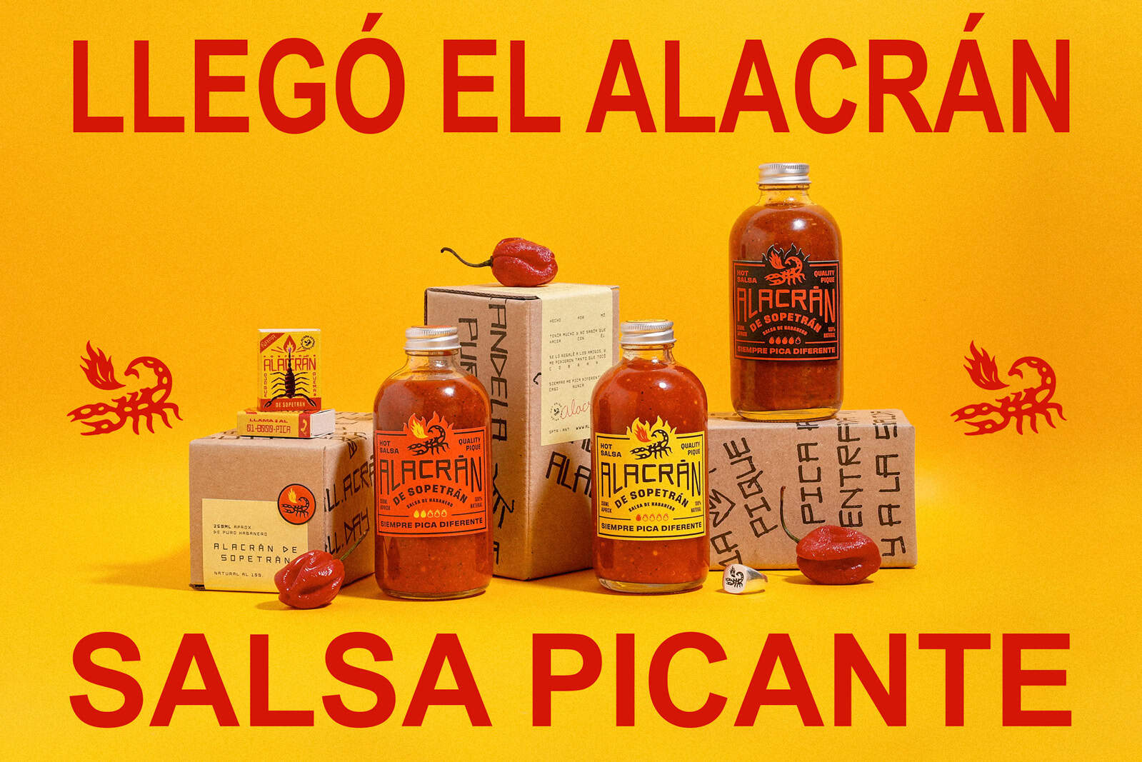 tendances sauces piquantes : Alacrán de Sopetrán Hot Sauce Packaging Design
