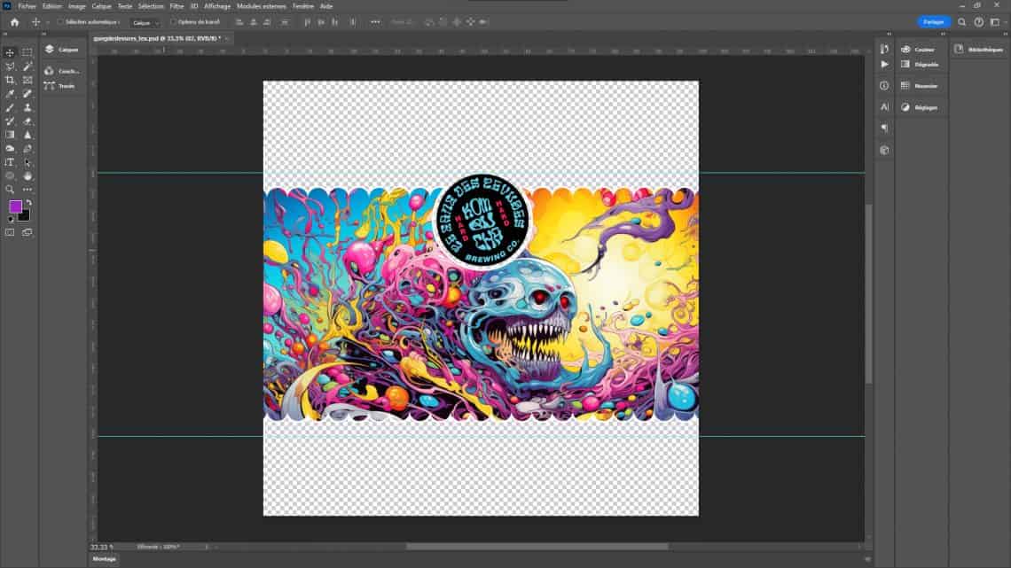 Réalisation de l'étiquette sur Photoshop