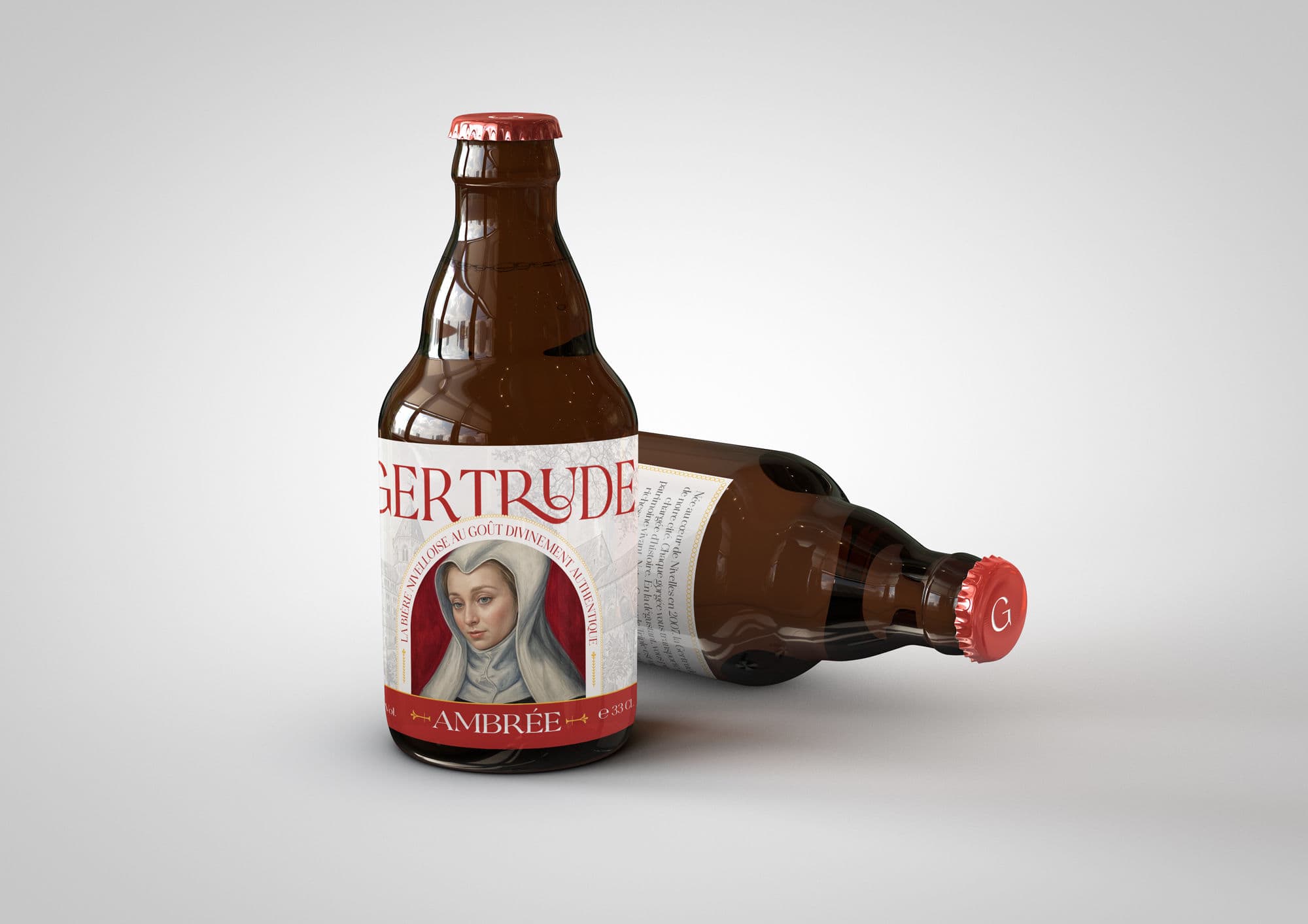 Packaging design de la bière belge Gertrude Ambrée