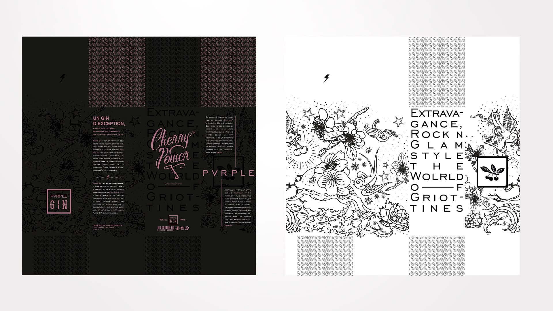 Template Packaging design Pvrple Gin