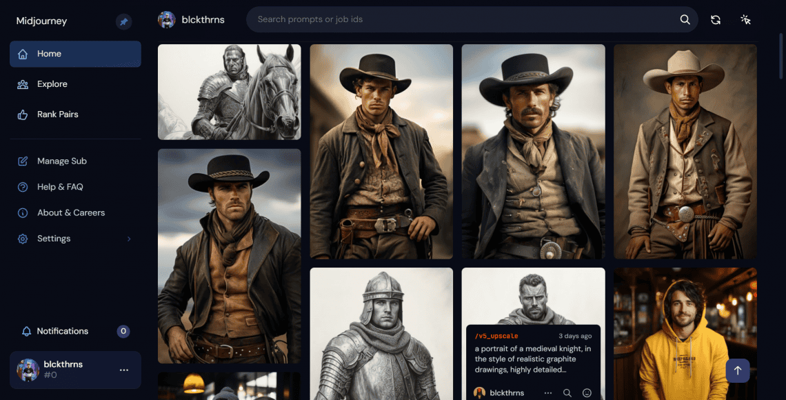 Différents prompts de Studio Blackthorns sur Midjourney