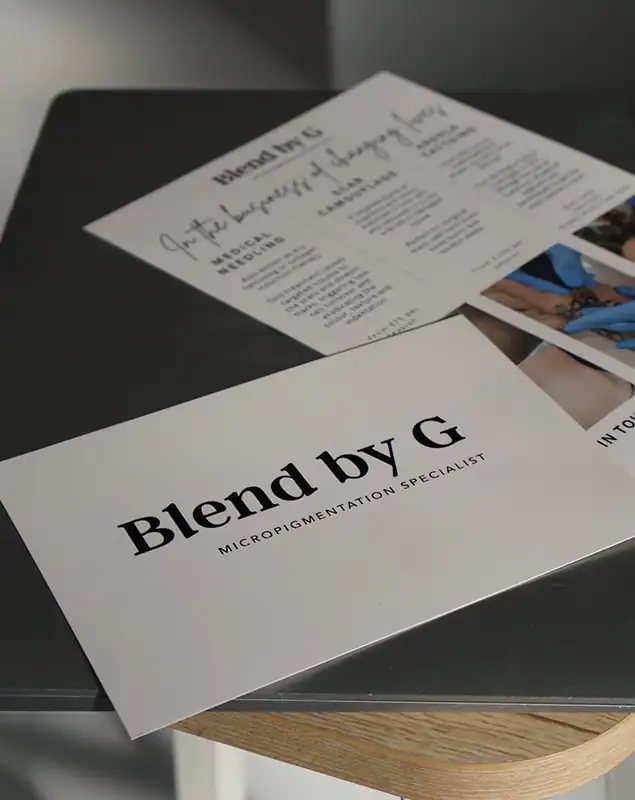 Brochure for Blend by G, a micro pigmentation specialist in the UK.