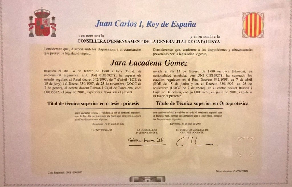 Título de Técnica Superior en Ortoprotésica