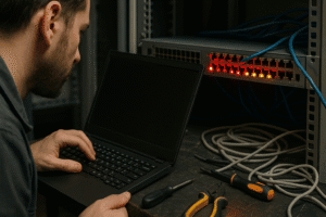 Imagem representando diagnóstico e resolução de falhas em switches