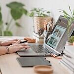 woman using a laptop